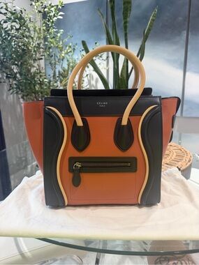 Orange & Black Mini Luggage Tote
